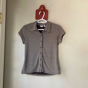Vintage 90’s Old Navy Brown Patterned Collared Button Down Top S